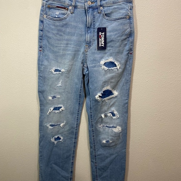 Tommy Hilfiger jeans straight high rise distressed patched - Picture 5 of 11